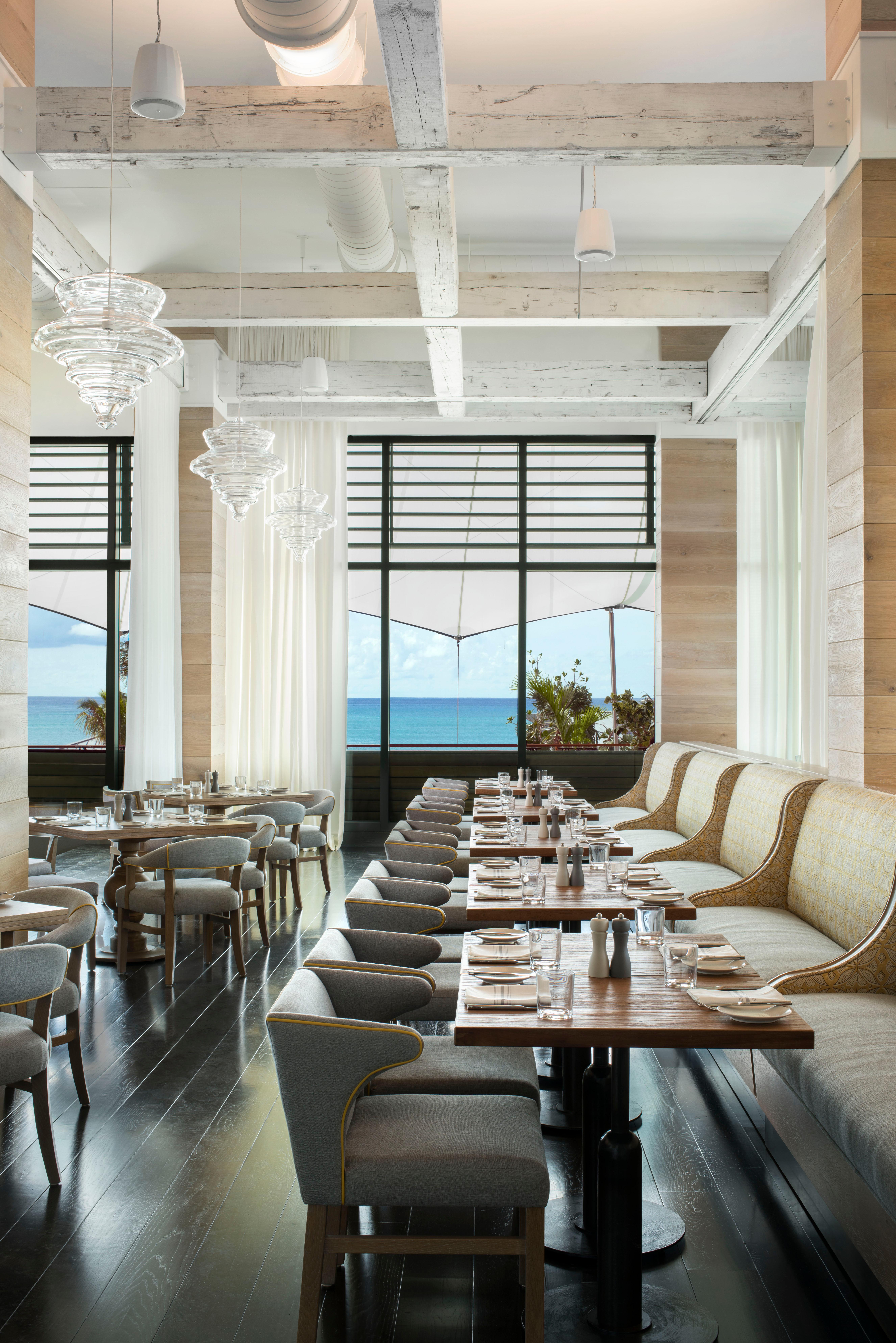 Ave Restaurant terrace ocean dining overlooking Seven Mile Beach