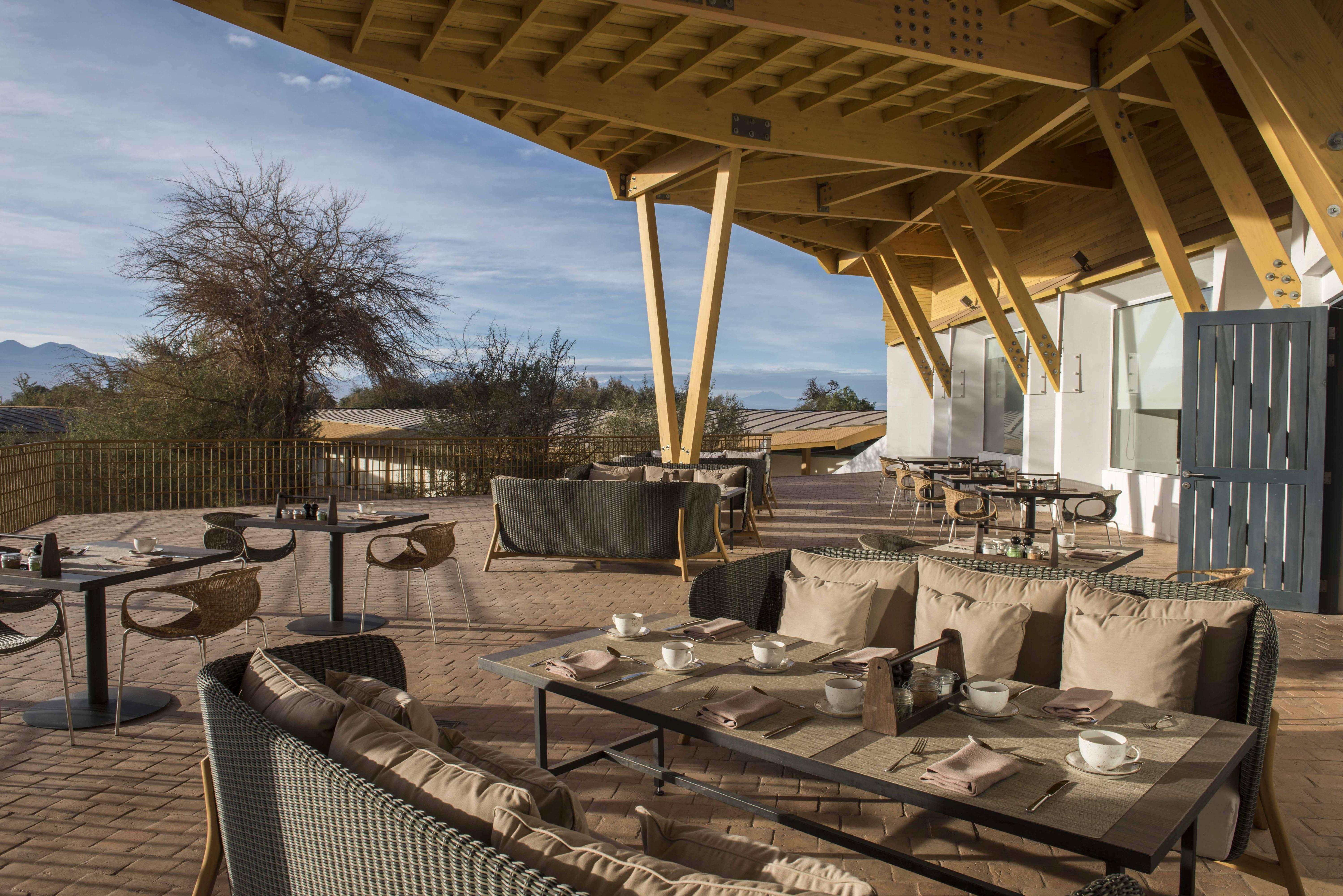 Terrace dining room at Explora Atacama overlooking the desert