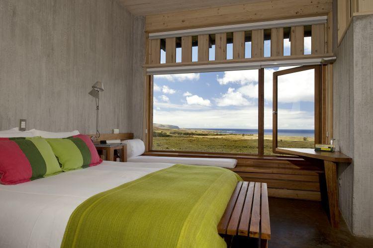 Varua Room at Explora Rapa Nui with Pacific views and artisan decor