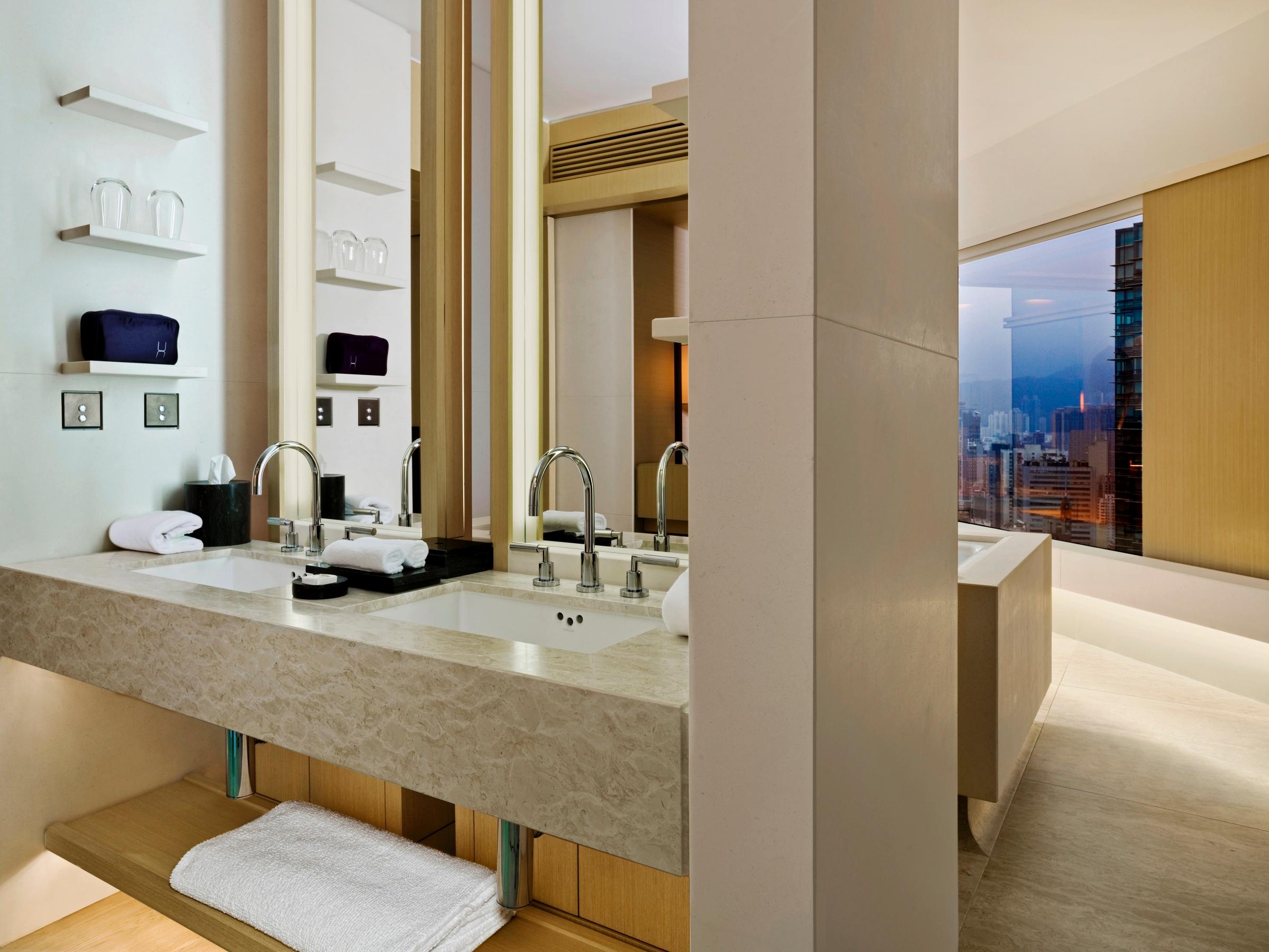 Signature Limestone Bathroom with Soaking Tub