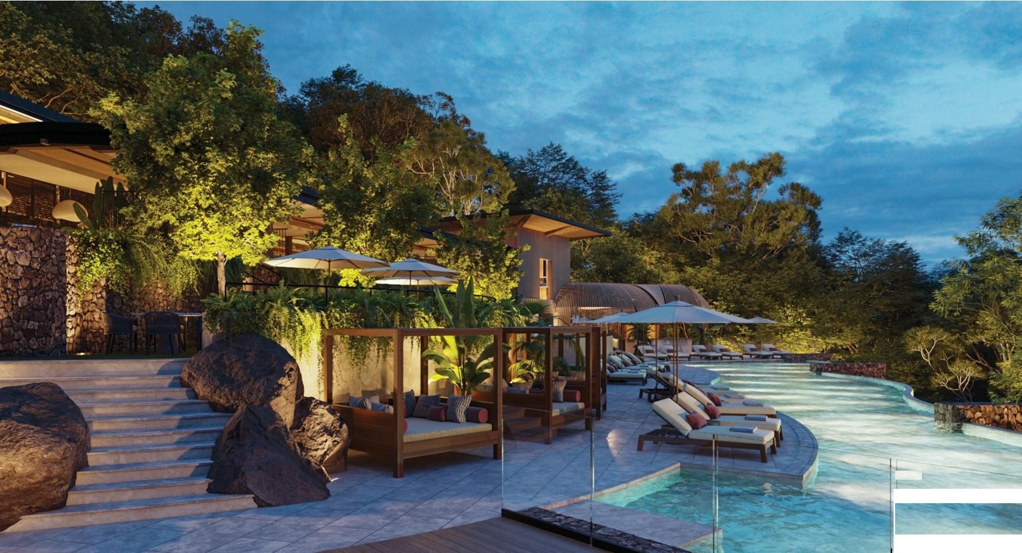 Adults-only serenity pool nestled among canopy trees