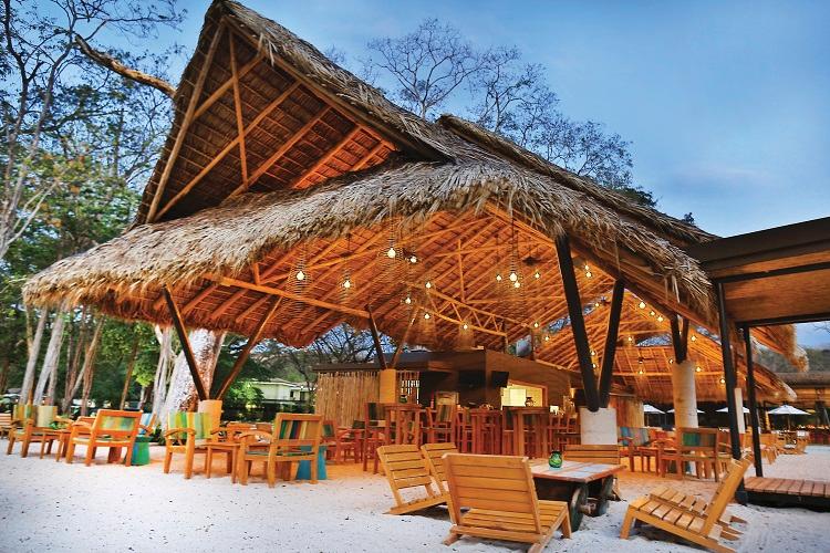 Private terrace with woven hammock