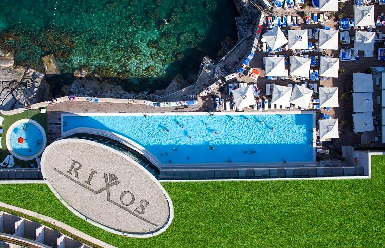 Aerial view of Rixos Premium Dubrovnik overlooking Miramare Bay