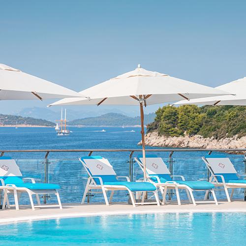 Adults-only Marina freshwater swimming pool overlooking Elaphiti Islands