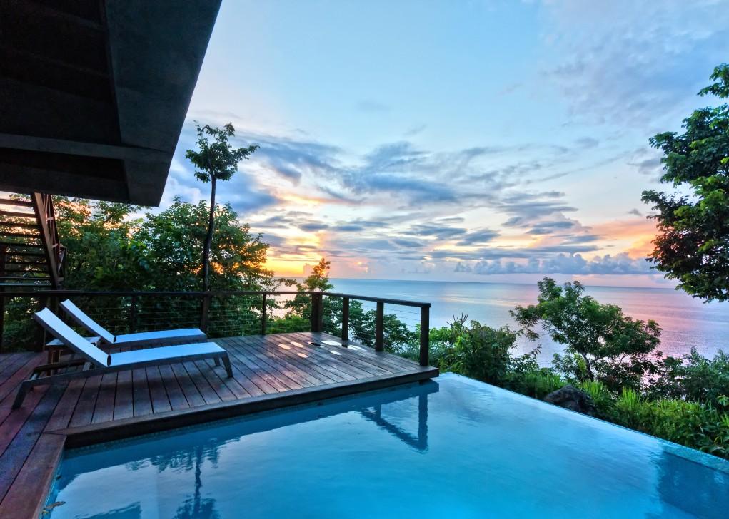 Secret Bay Zabuco villa infinity plunge pool overlooking Caribbean Sea