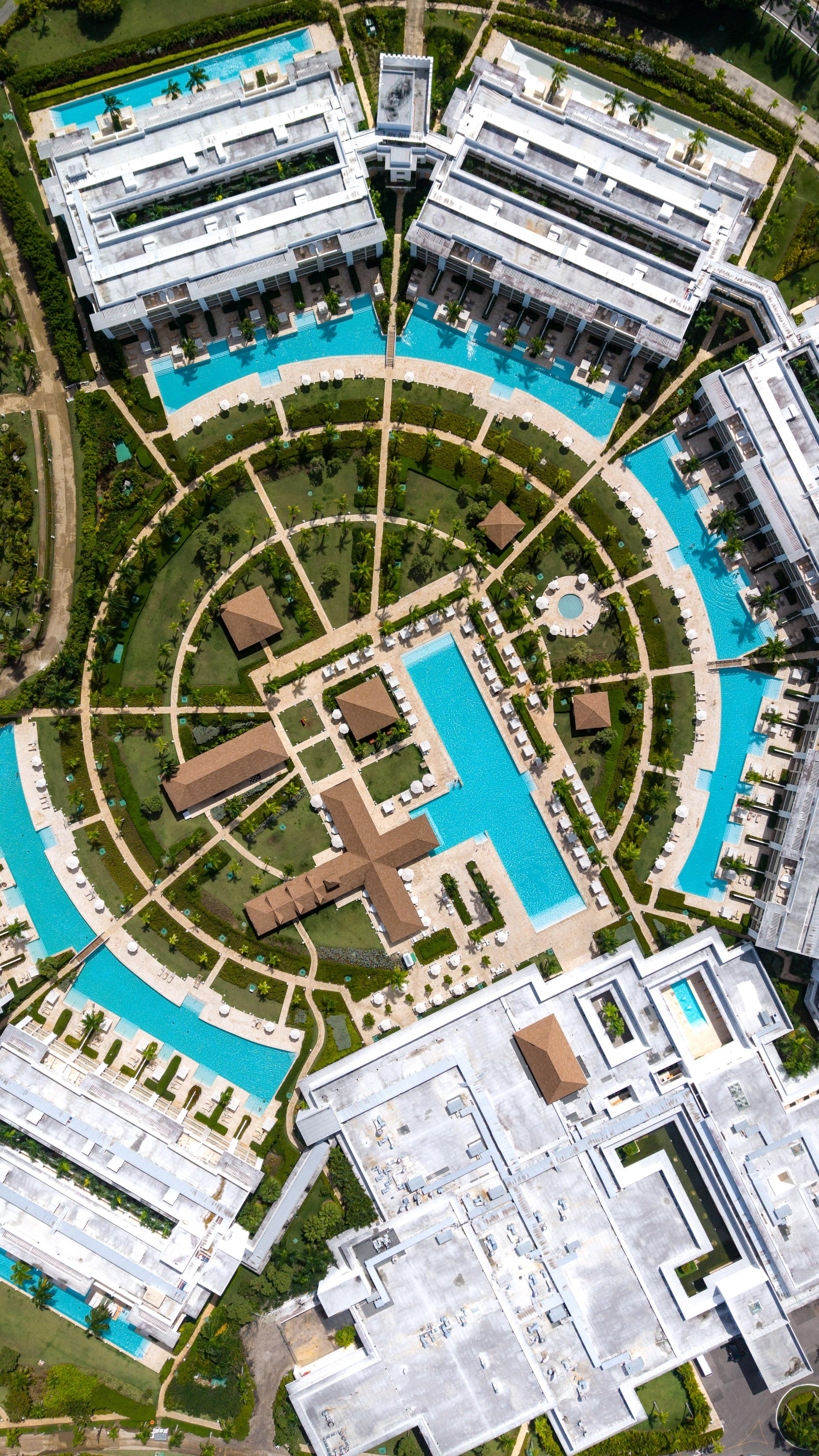 Paradisus Grand Cana luxury all-inclusive resort grounds and lagoon pools in Punta Cana