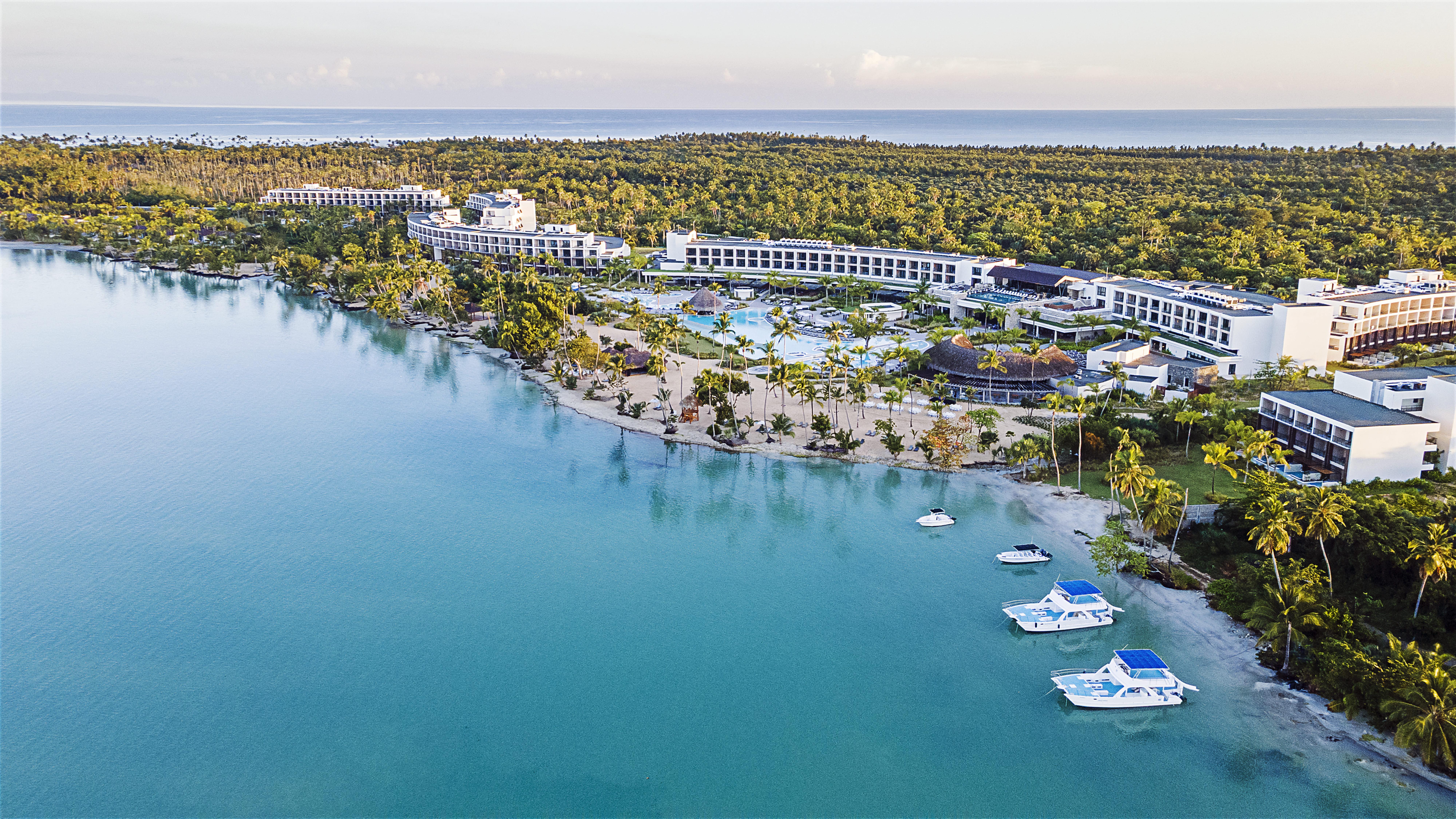 Zemi Miches aerial panoramic view of resort and Playa Esmeralda