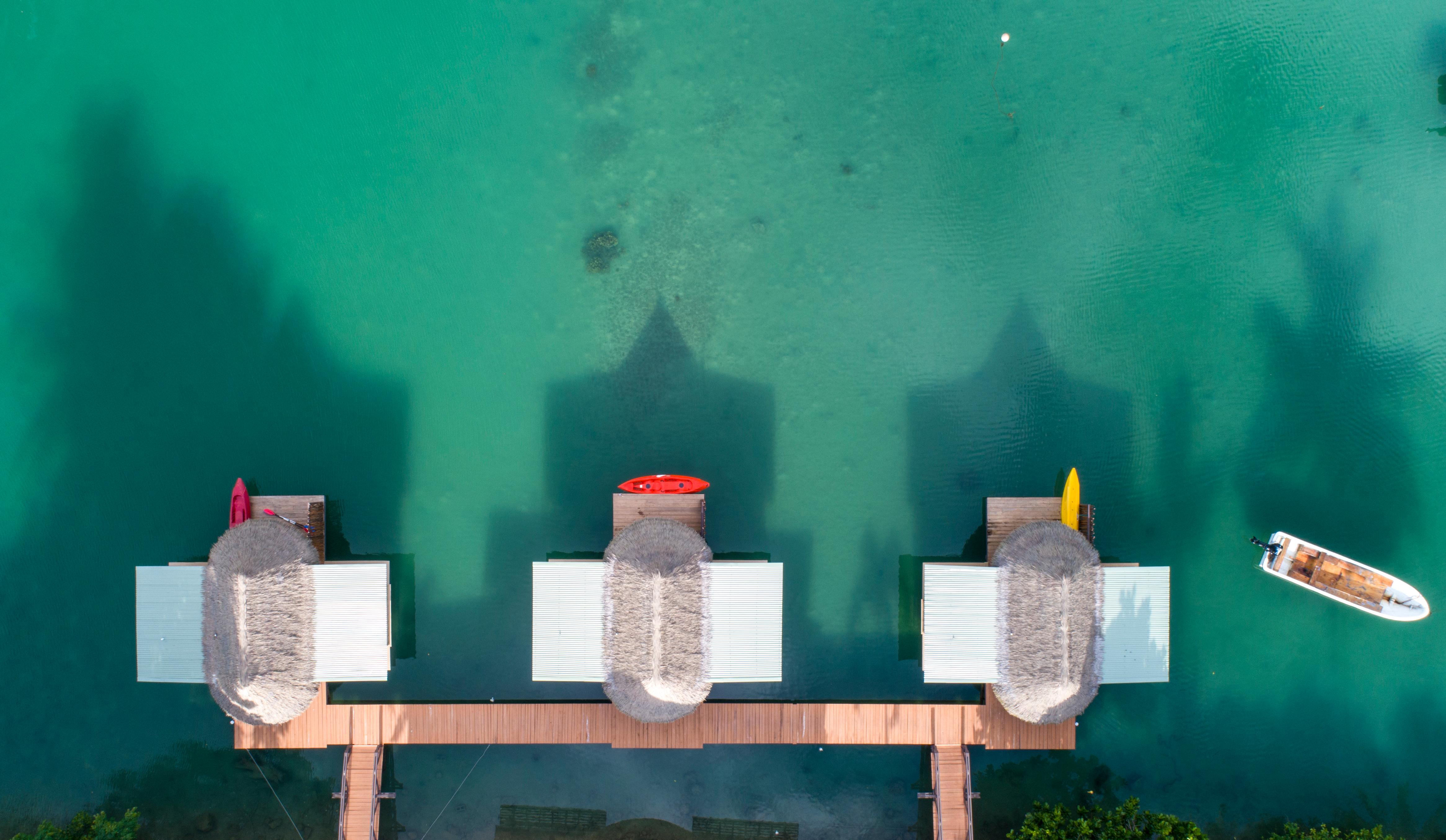 Adults-only Edgewater Floating Bures with private kayaks