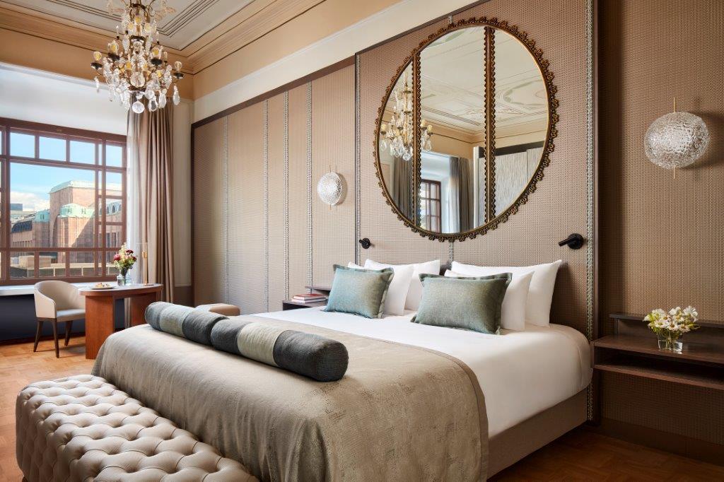 The Master Bedroom of the 160 m² Presidential Suite with Crystal Chandelier