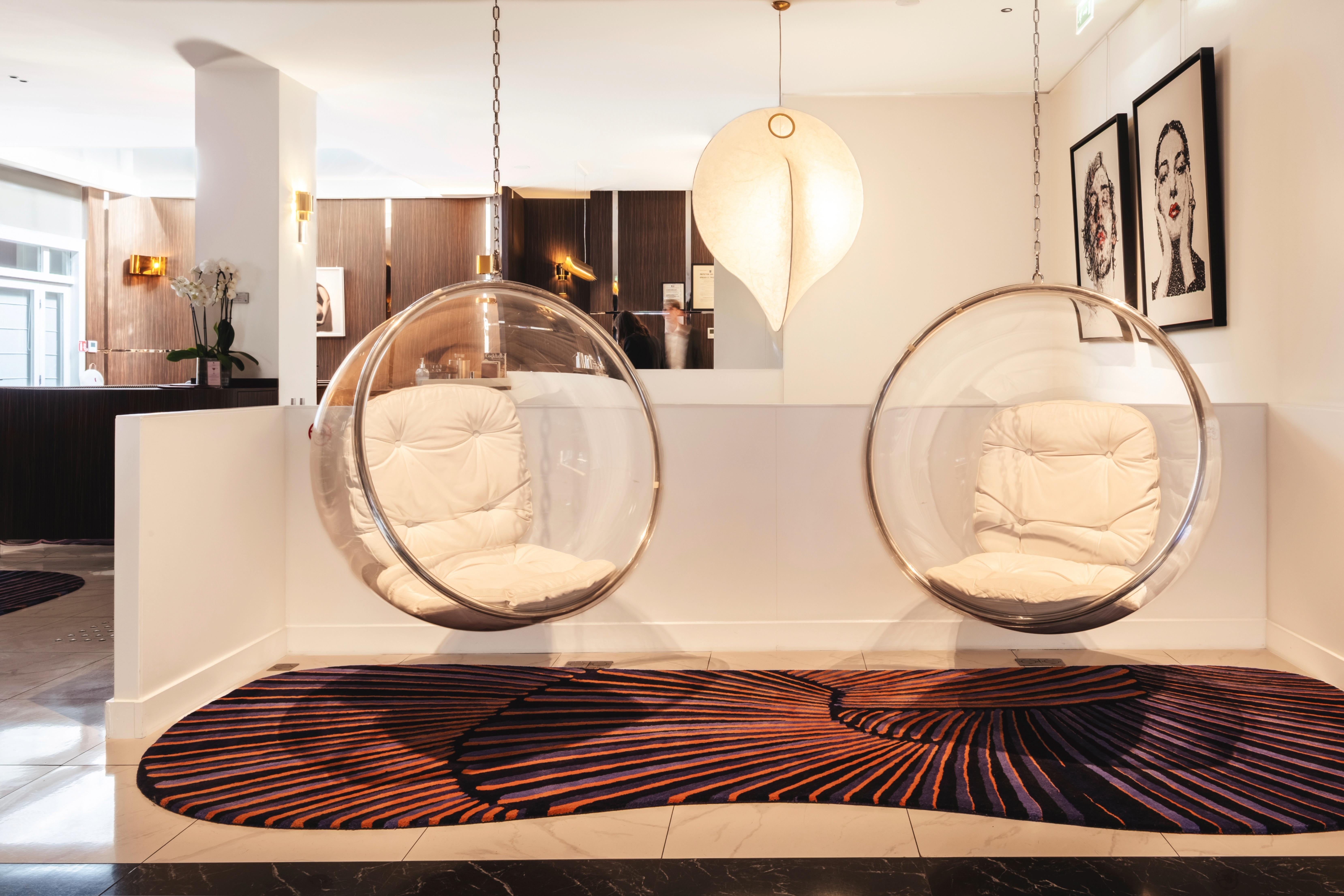 Bespoke lobby lounge and library at Hotel Bel Ami Paris