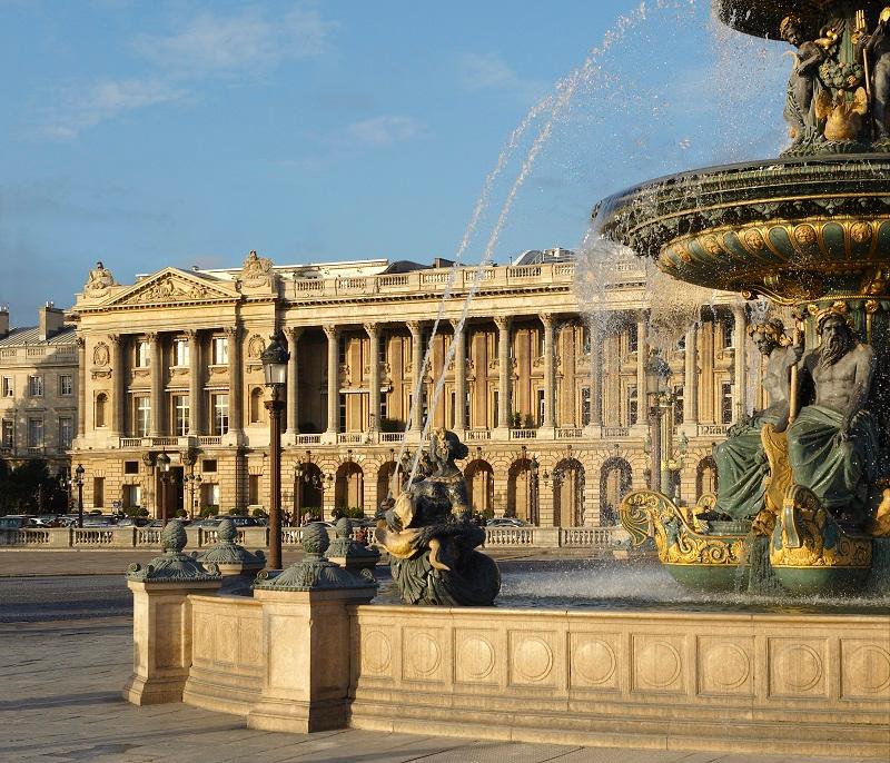 Hotel de Crillon neoclassical palace facade on Place de la Concorde Paris
