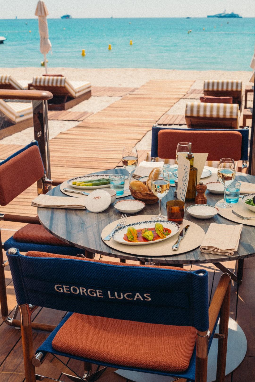 La Plage du Martinez private beach club on the Bay of Cannes by Jean Imbert and Remi Tessier