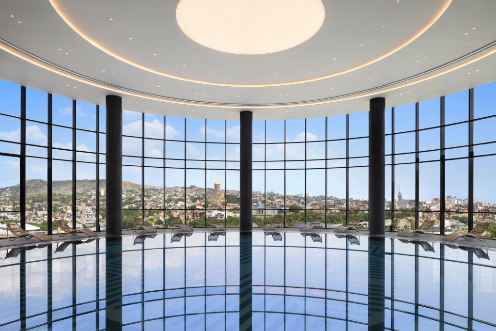 Three-Story Wellness Spa with Cantilevered Indoor Vitality Pool