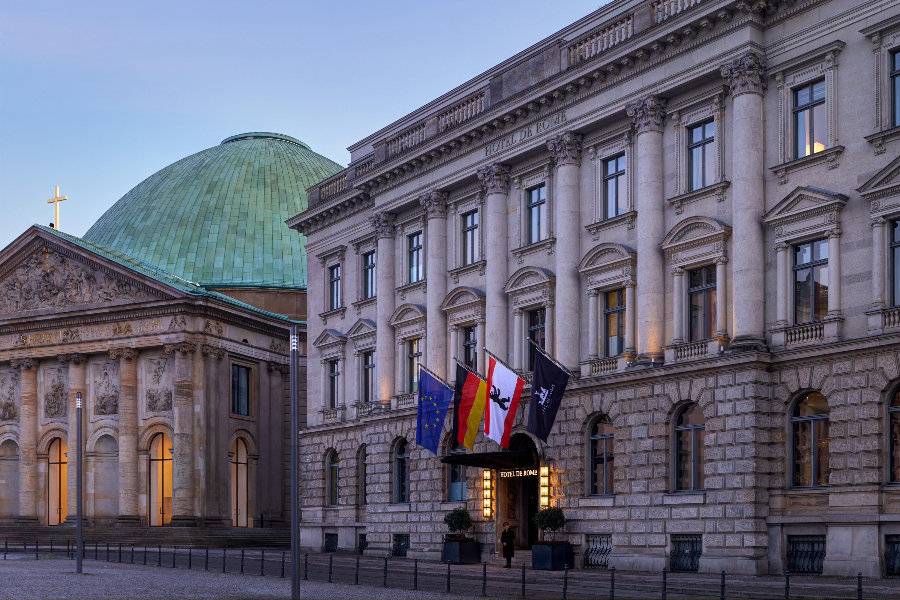 Hotel de Rome Berlin historic bank palace facade on Bebelplatz