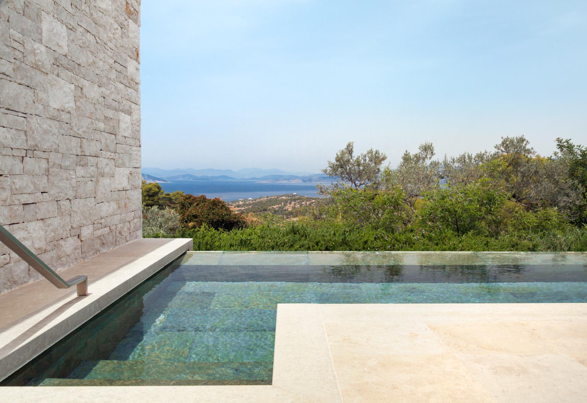 Amanzoe Freestanding Pool Pavilion with Private Plunge Pool and Shaded Pergola