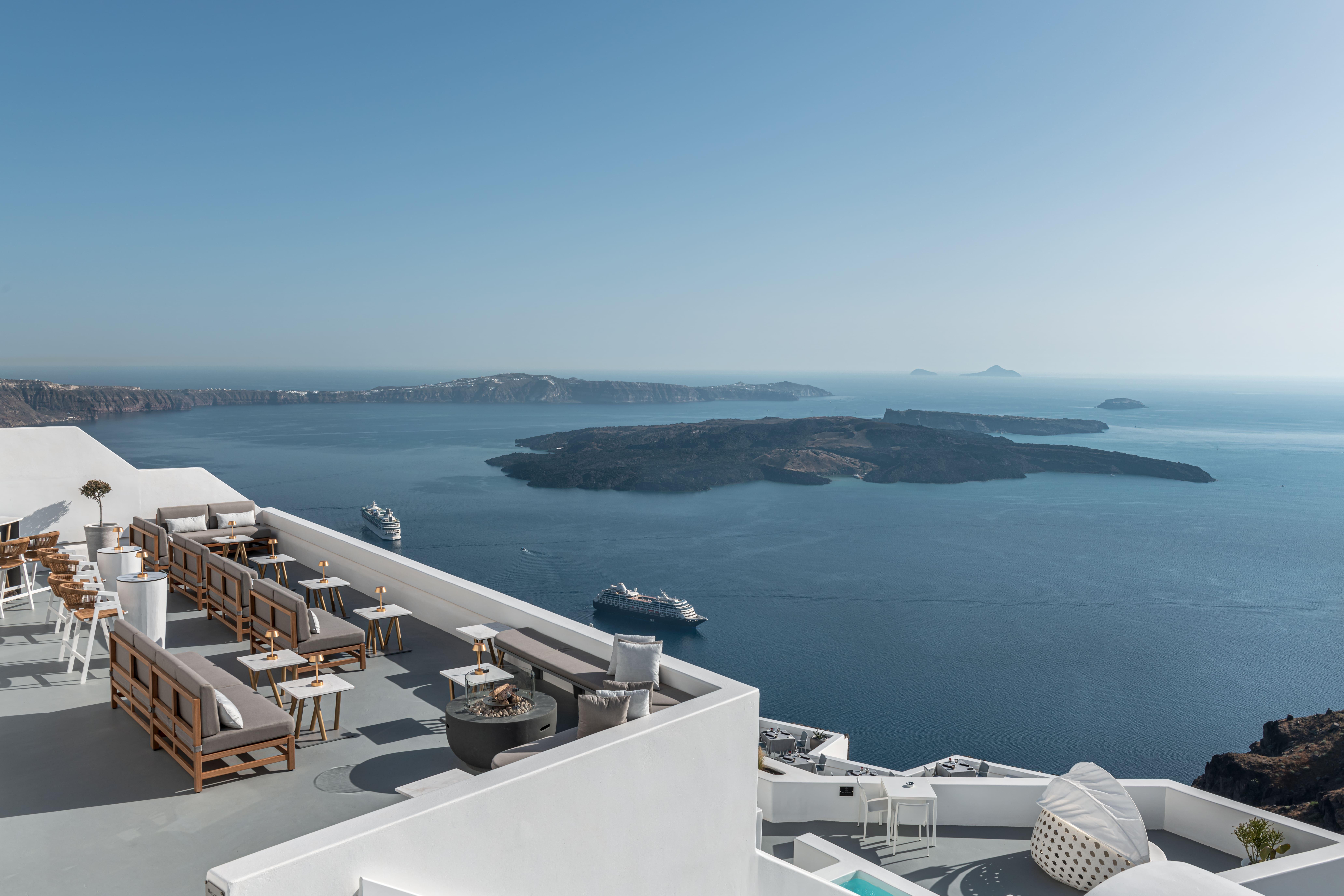 363 Bar Sunset Champagne Lounge overlooking Aegean Sea