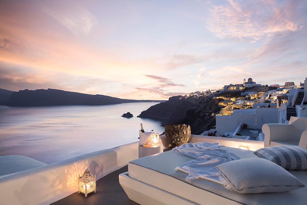 Katikies Santorini Clifftop Infinity Pool overlooking the Caldera in Oia