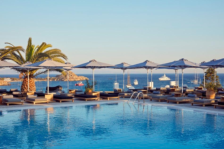 Stay Terrace and Cycladic Architecture Illuminated at Golden Hour Sunset