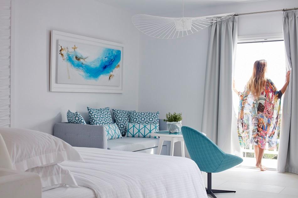 Passion Suite Romantic Bedroom and Terrace with Private Jacuzzi Overlooking the Aegean
