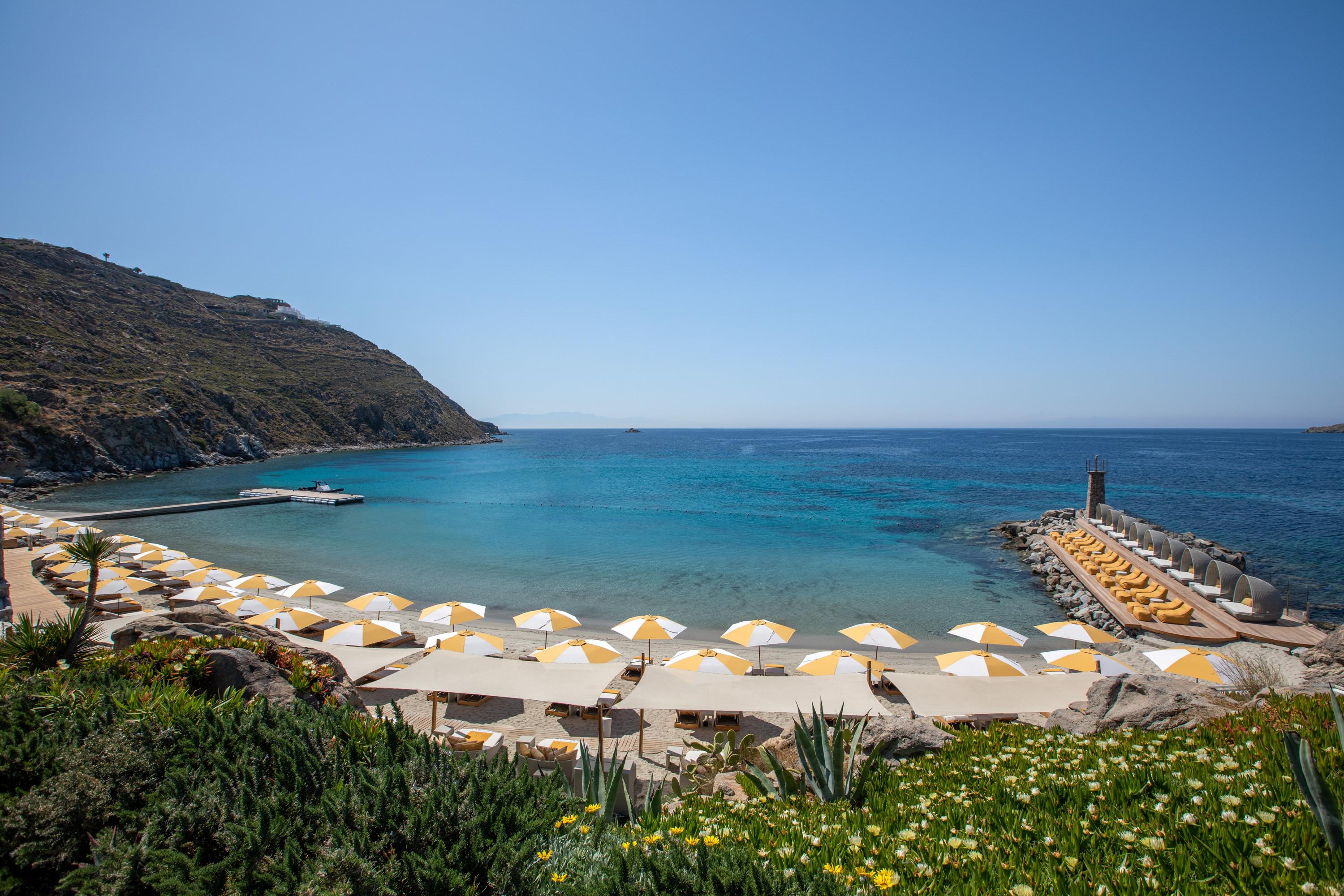 Santa Marina Mykonos Peninsula Resort with Only Private Sandy Beach on Mykonos