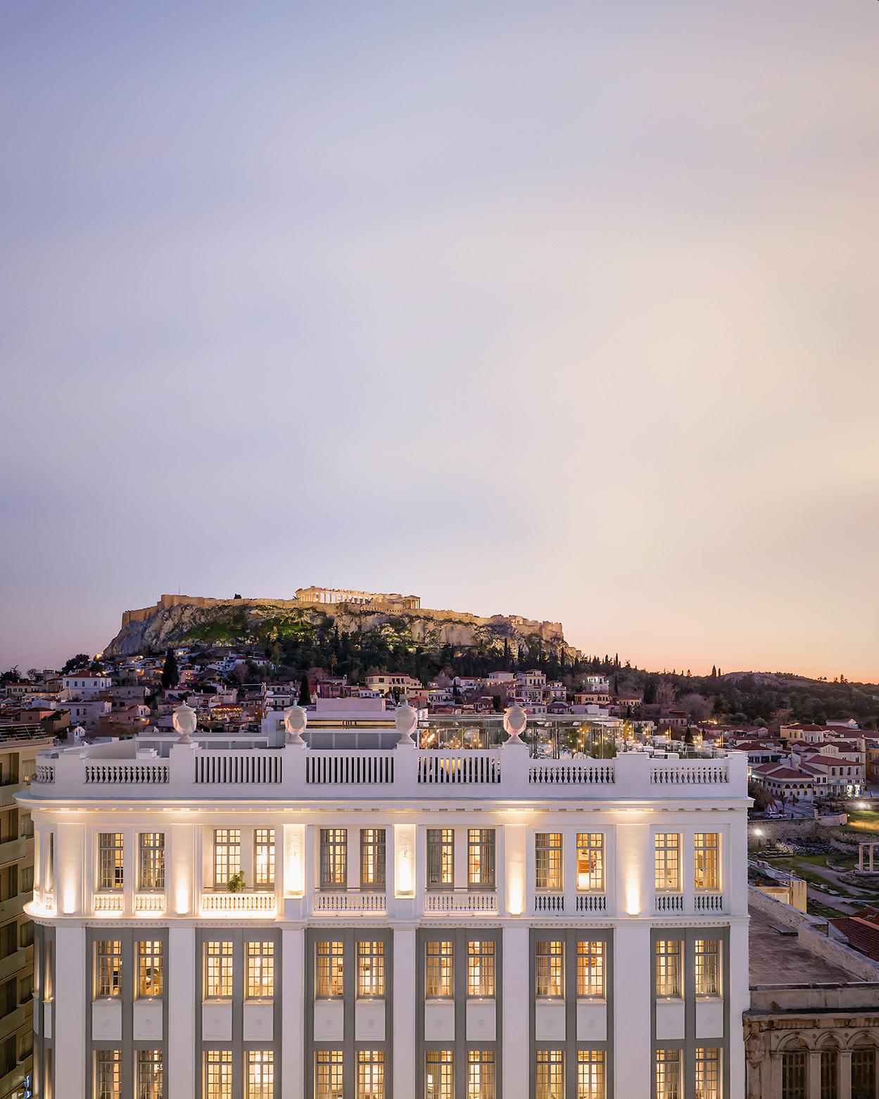 THE DOLLI at Acropolis Rooftop Infinity Pool Framing Parthenon Reflection