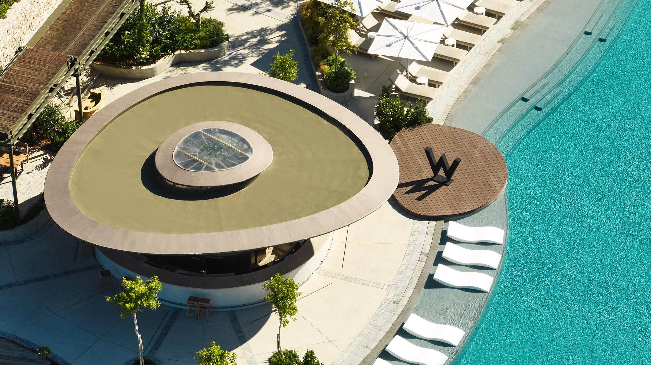 W Costa Navarino WET Deck Multi-Level Infinity Pool Overlooking Navarino Bay