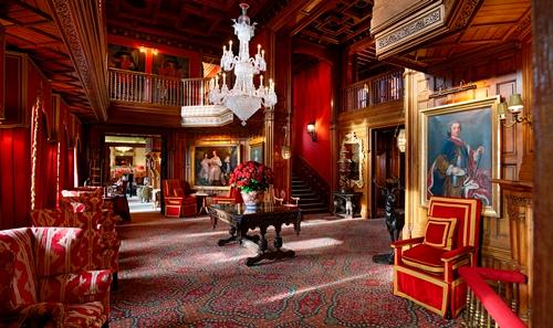The Grand Oak Hall with Hand-Carved Fireplace