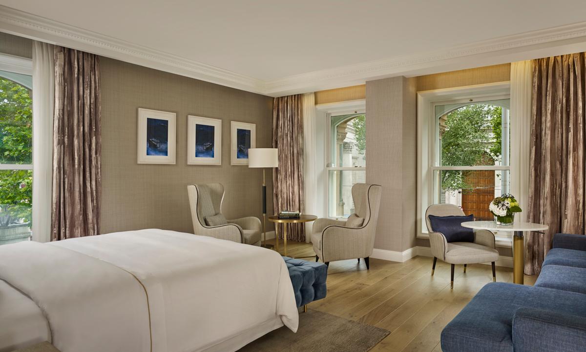 The Heritage Suite Bedroom with Bespoke Irish Furnishings and Velvet Accents