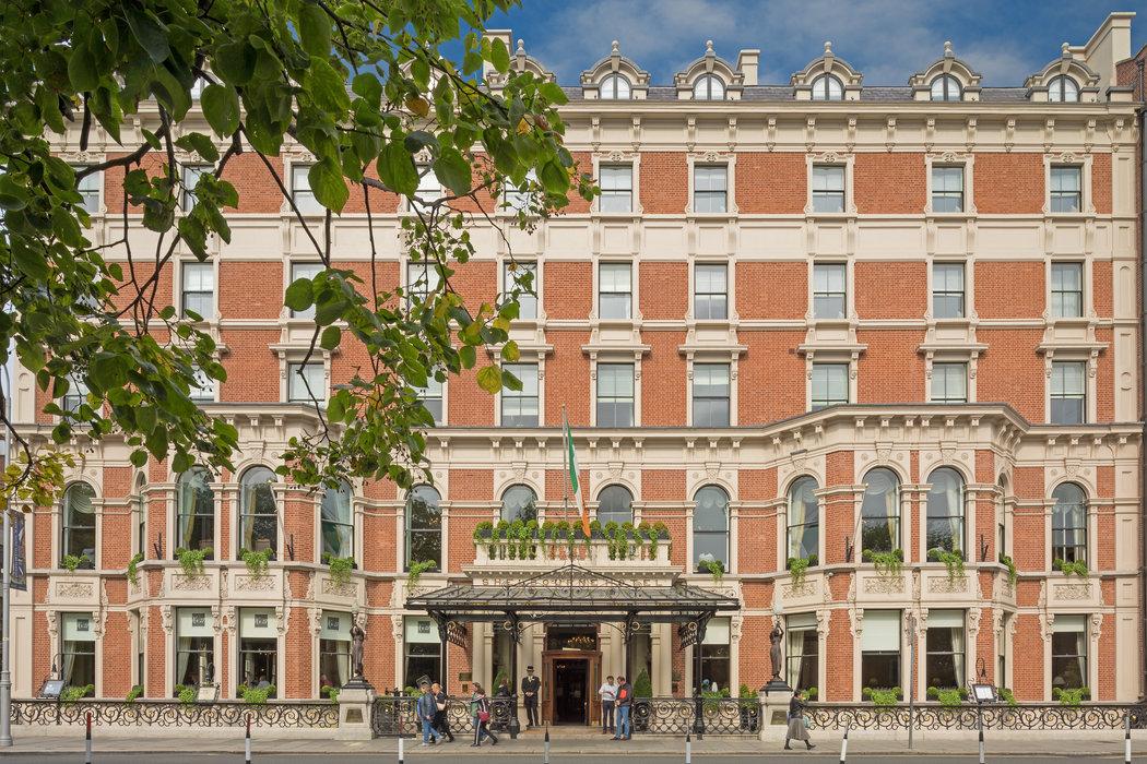 The Shelbourne Historic Landmark Hotel Exterior Overlooking St. Stephen's Green in Dublin