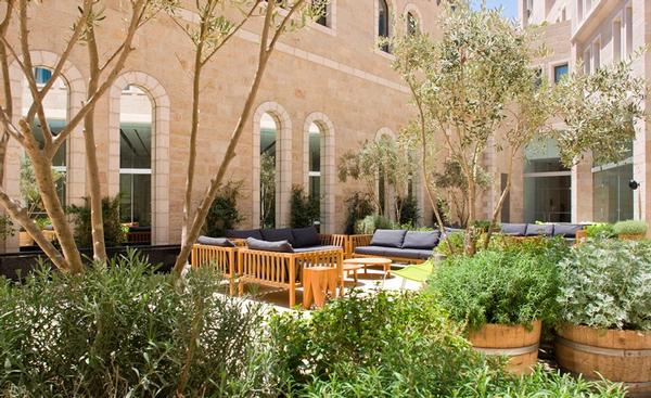 Moonlit Candlelit Patio with Mediterranean Olive Trees & Herbs