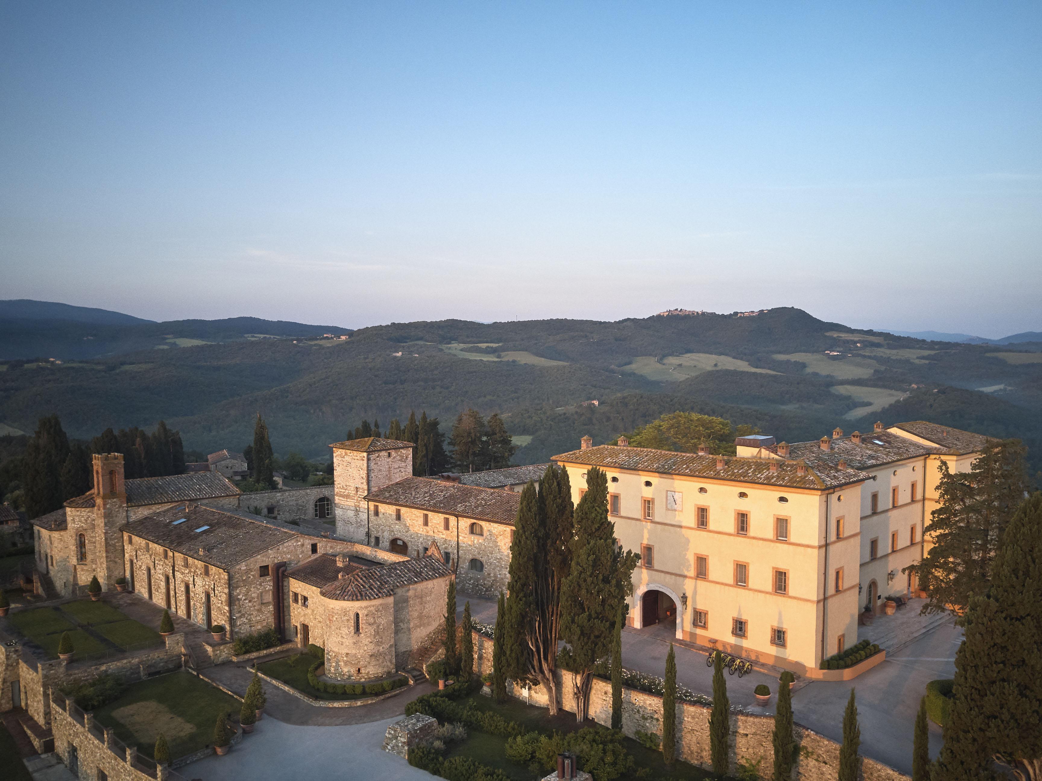 Castello di Casole historic castle courtyard and stone facade