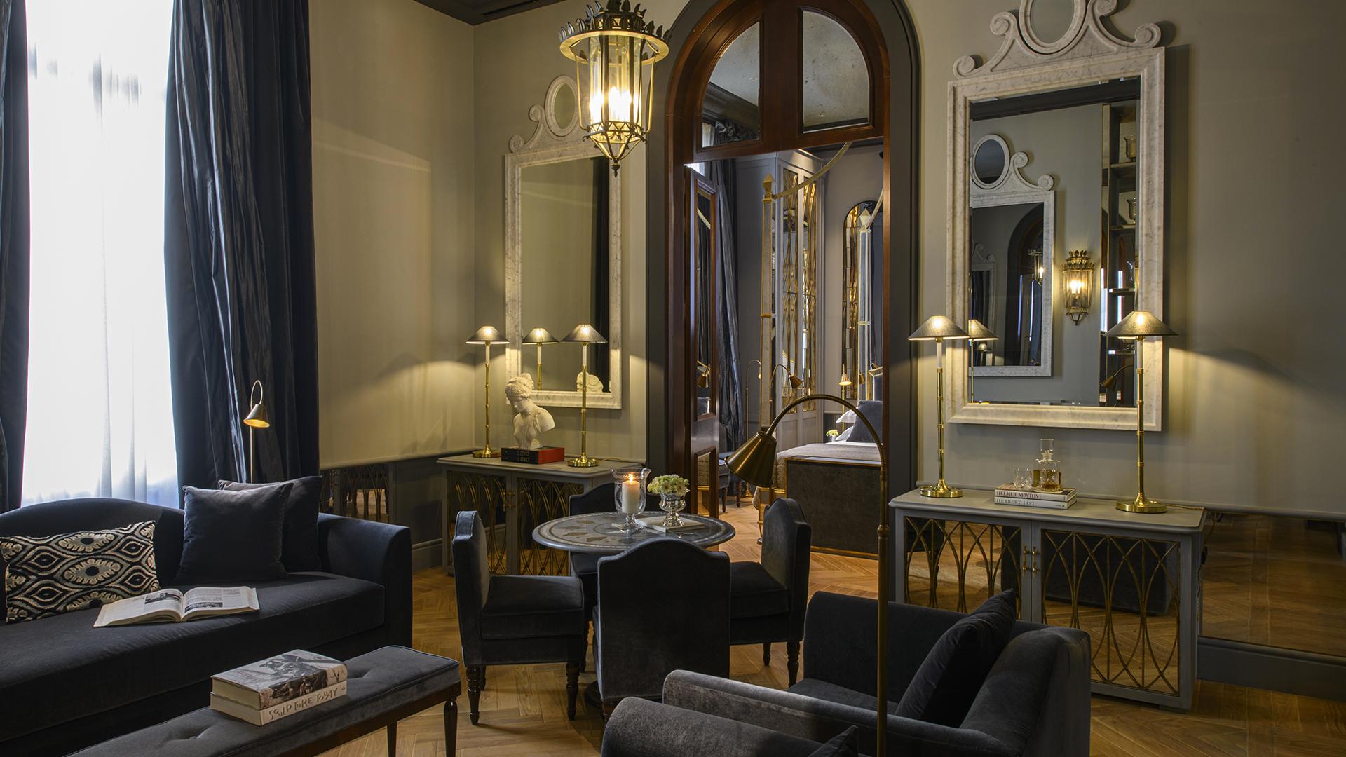 Presidential Suite salon designed by Anouska Hempel