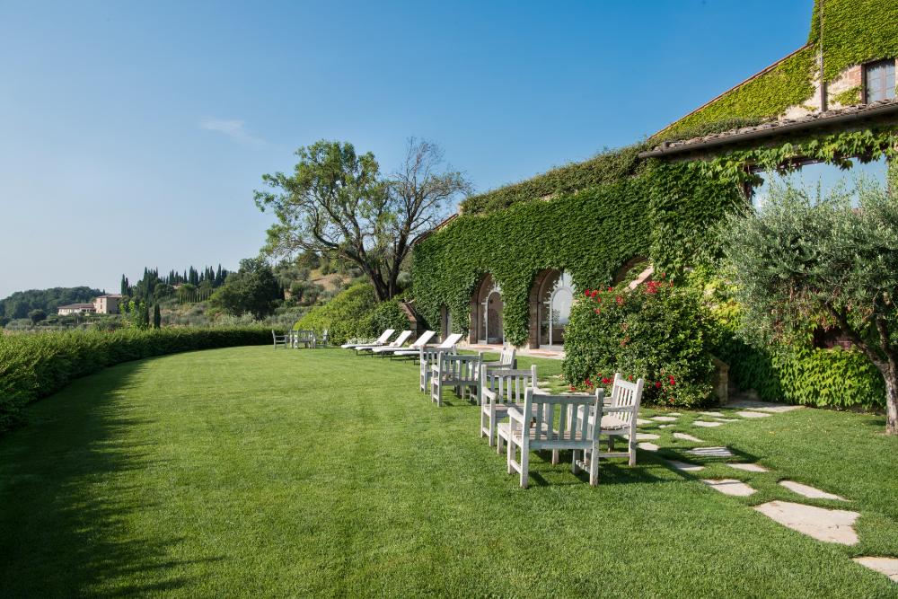 Manicured Belvedere gardens and cypress paths