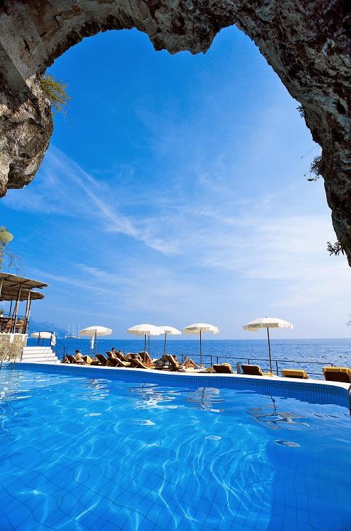 Private sea club solarium with Mediterranean ladder access