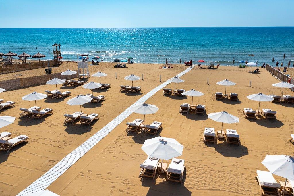 Private Beach Club on the pristine Ionian Coast reserved exclusively for resort guests