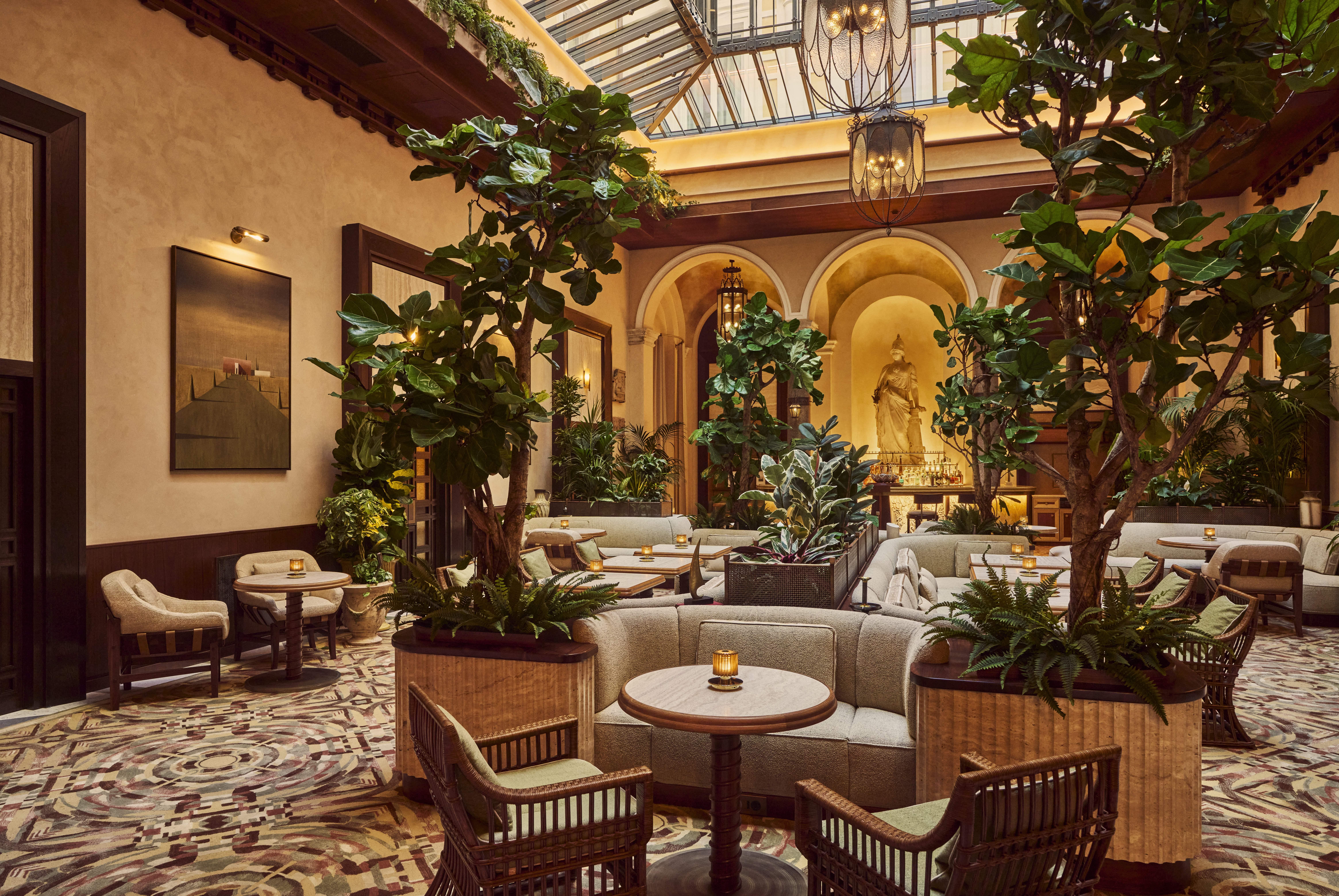 Glamorous lobby cocktail bar celebrating the golden age of Orient Express travel