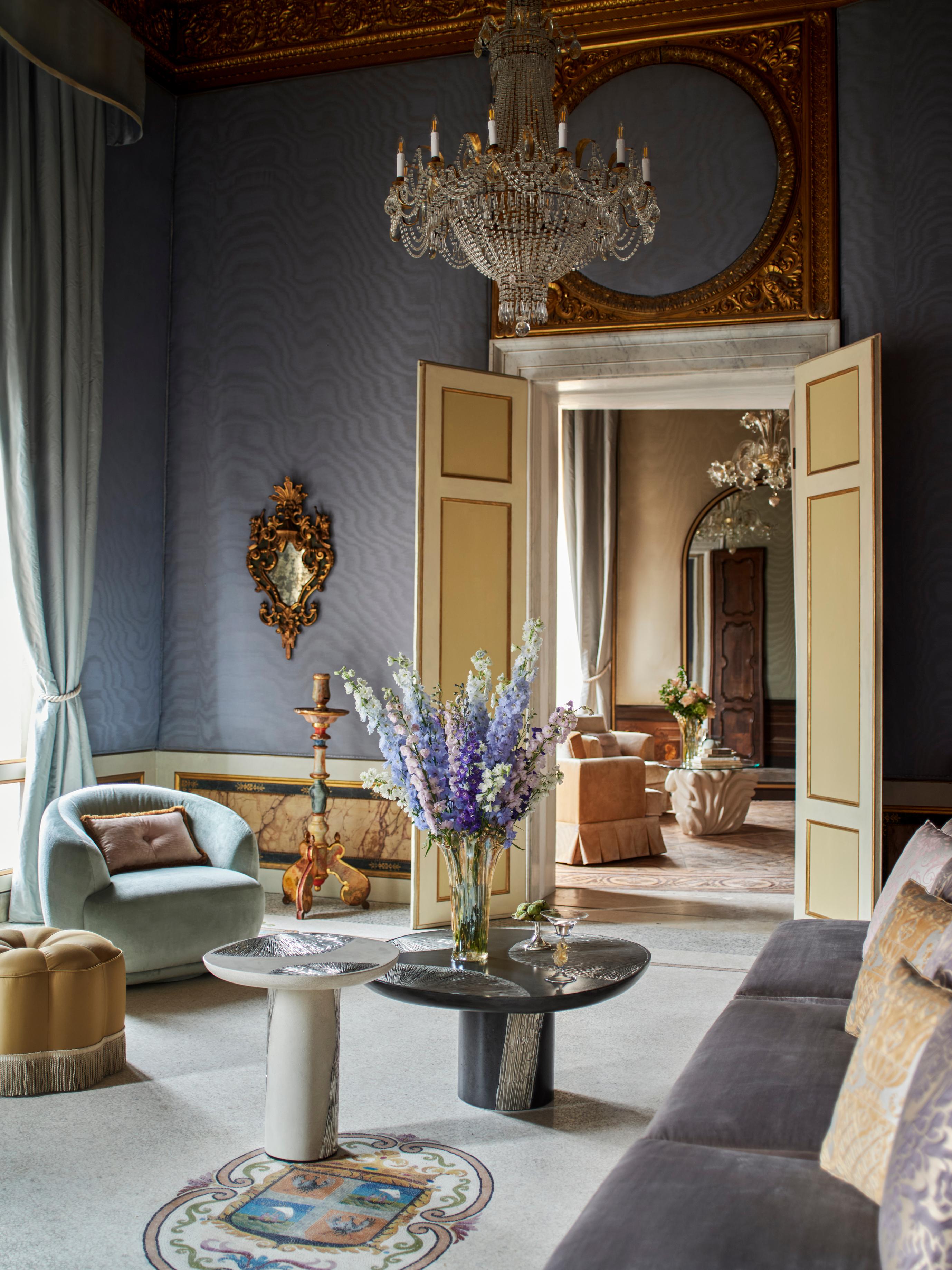 Orient Express Suite grand salon with restored frescoes