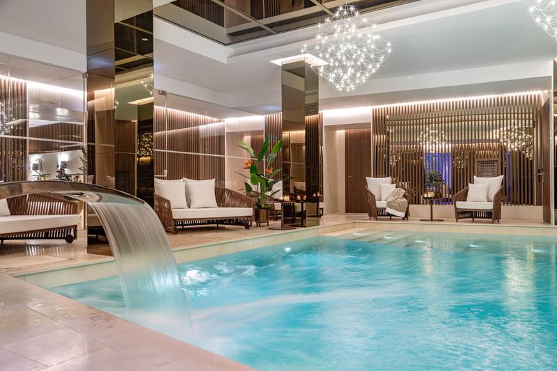 Underground spa wellness haven with heated indoor pool
