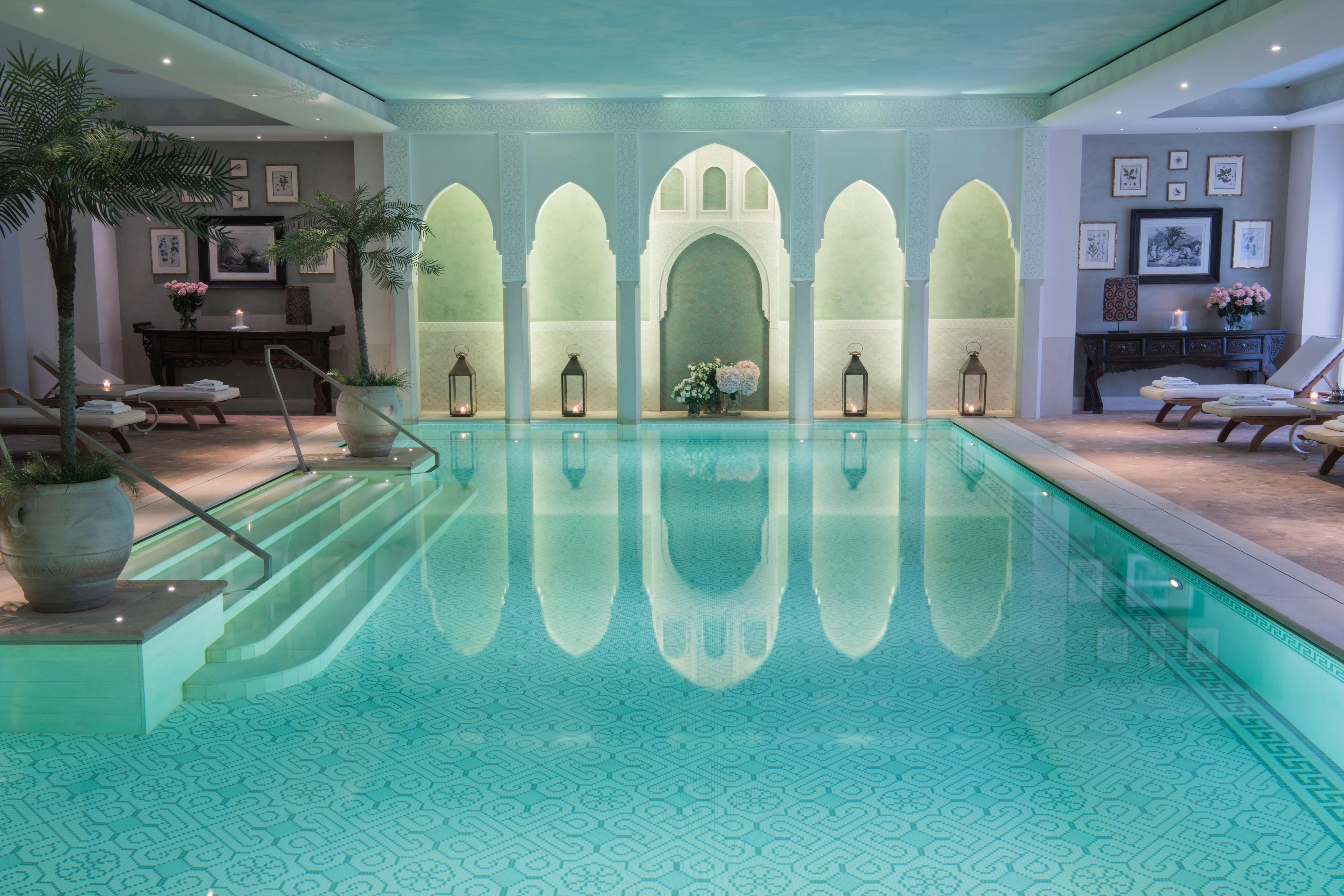 Moorish-inspired heated indoor swimming pool at Grand Spa