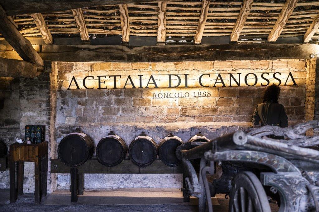Centuries-old wooden barrels in the private balsamic vinegar Acetaia at Tenuta di Roncolo
