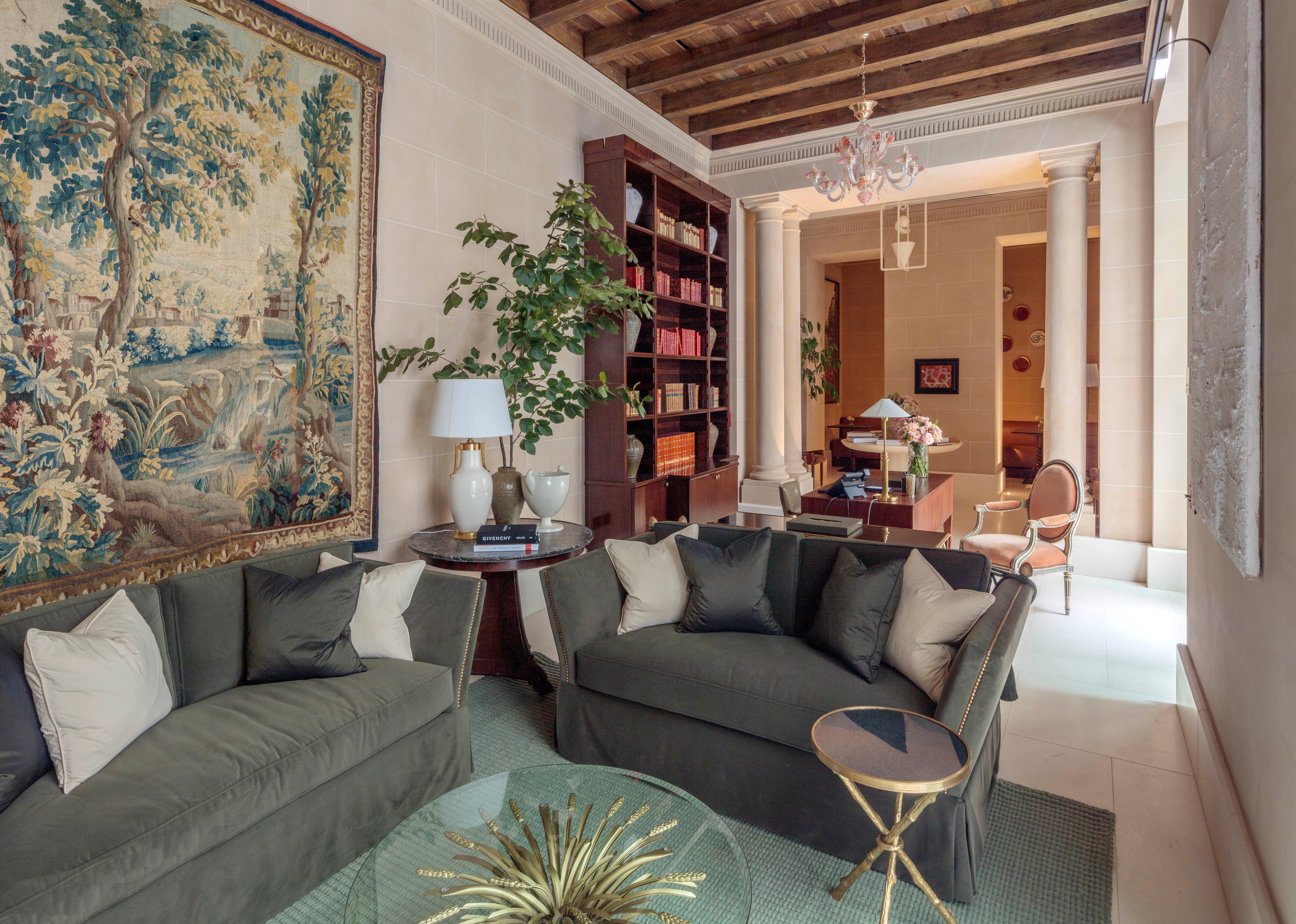 Bespoke reception lounge designed by Olga Polizzi at Rocco Forte House Milan