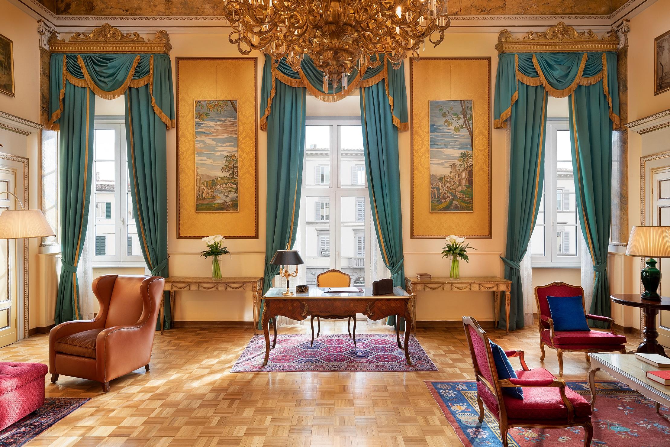 Palatial Royal Suite with opulent living salon and bespoke Italian furnishings