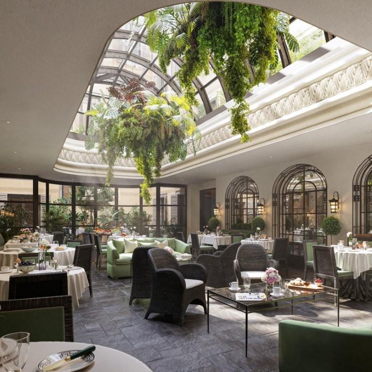 Lush glass-roofed Winter Garden courtyard sanctuary