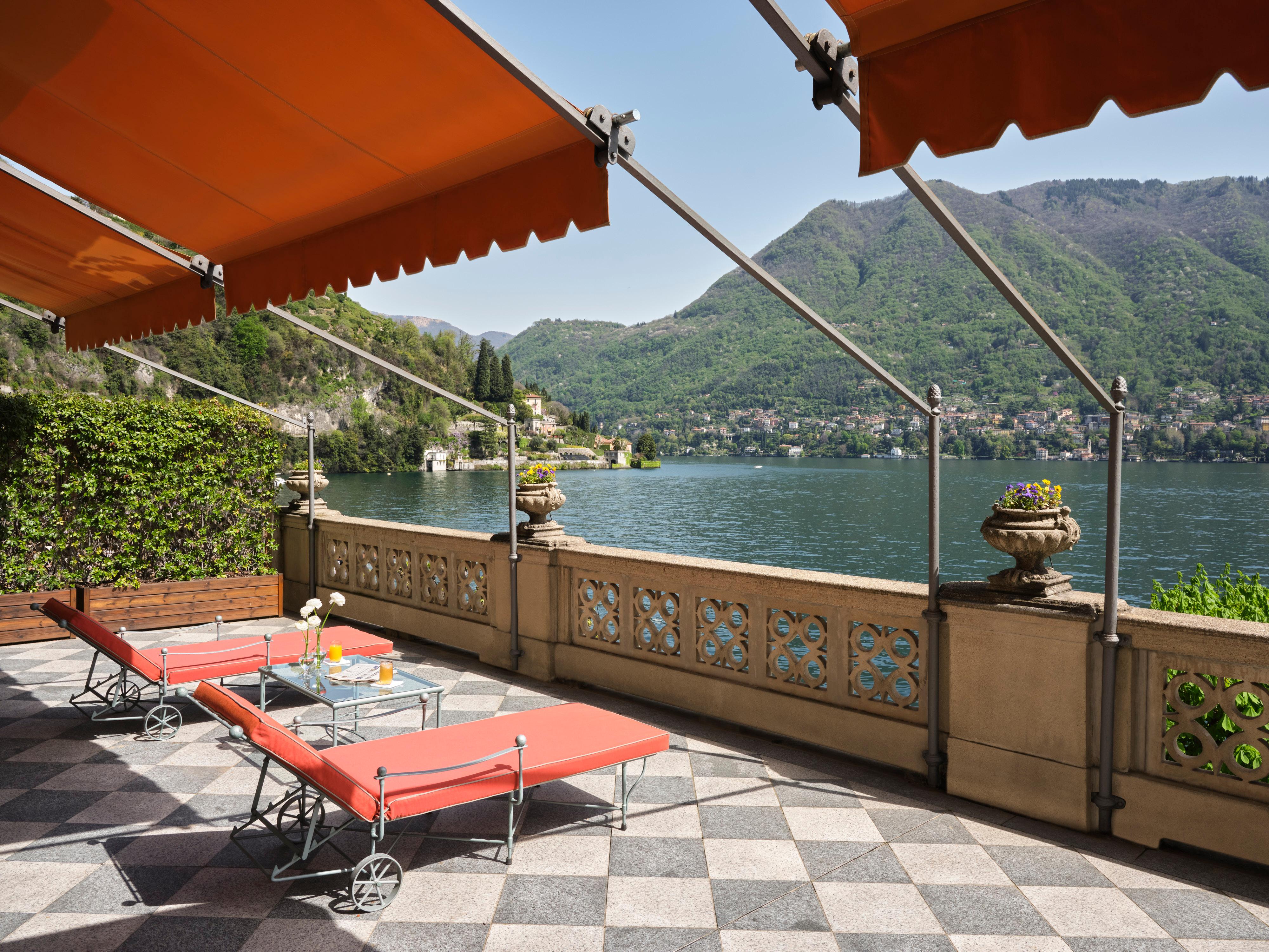 The Cardinal Suite terrace overlooking Lake Como