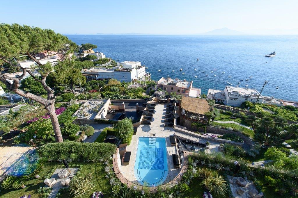 Hillside view of Villa Marina Capri and gardens