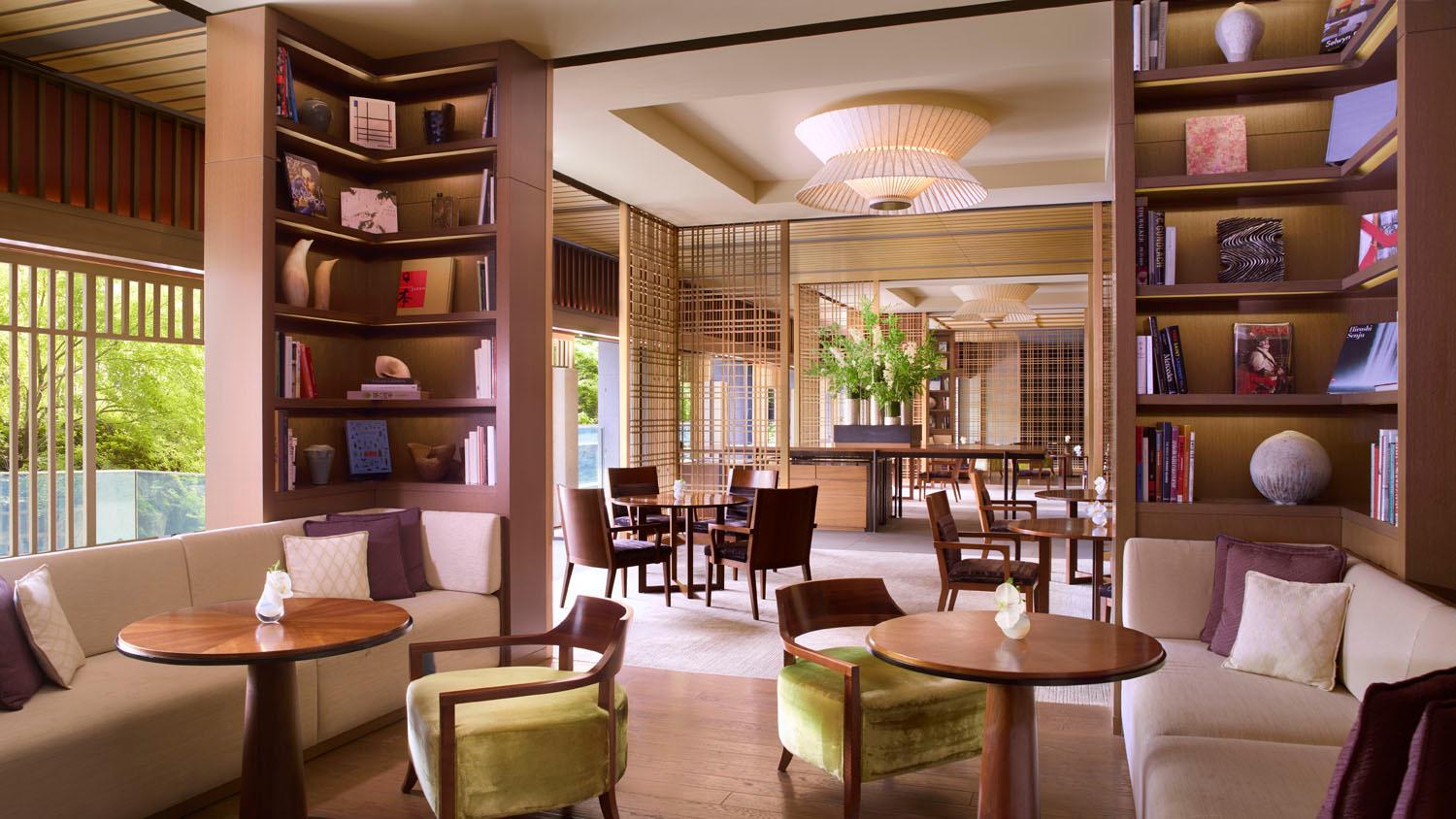 The Ritz-Carlton, Kyoto Elegant Lobby Lounge with Floor-to-Ceiling Windows and Water Features