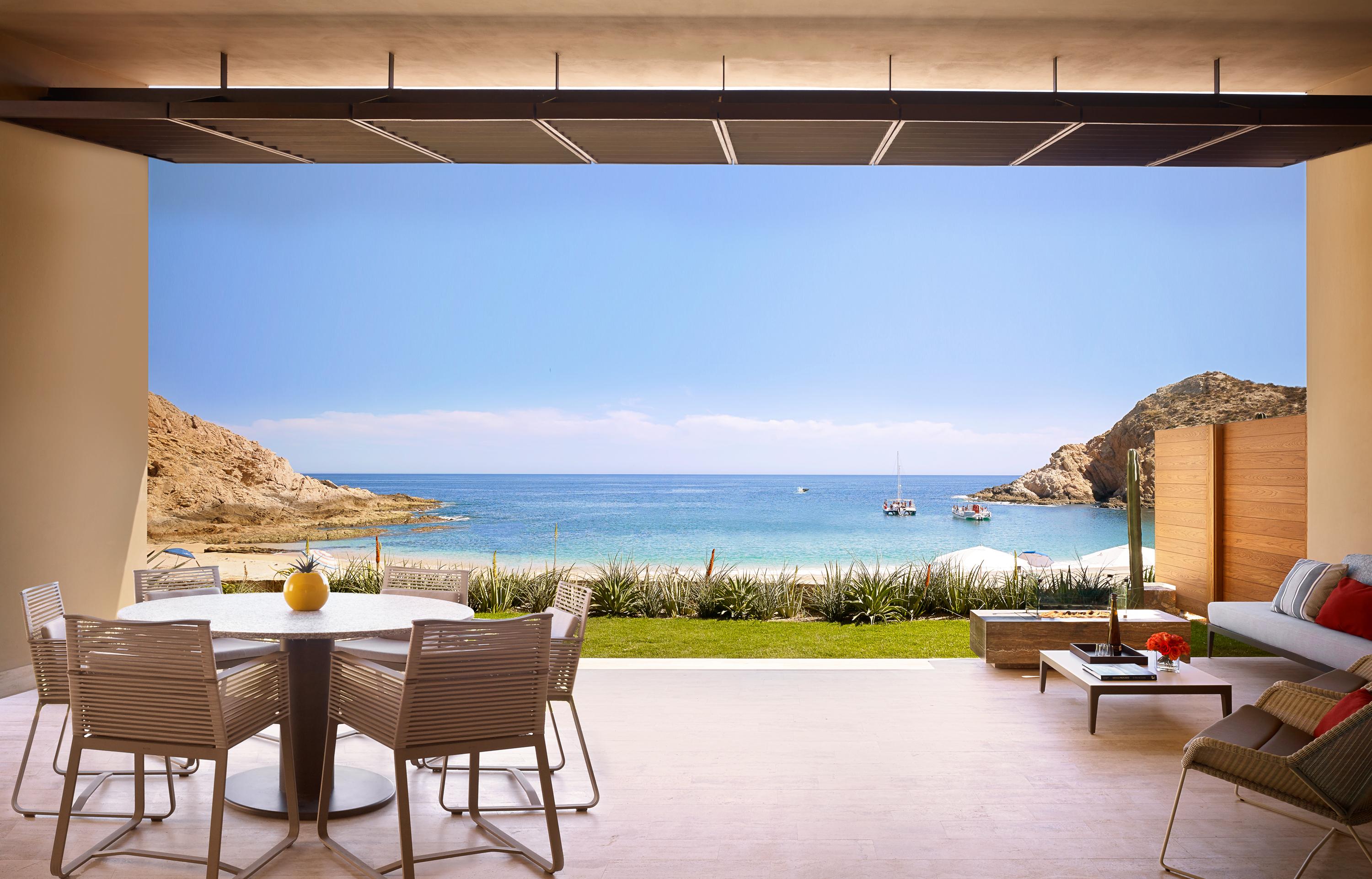 Baja Oceanfront Suite private outdoor terrace with daybed and ocean views