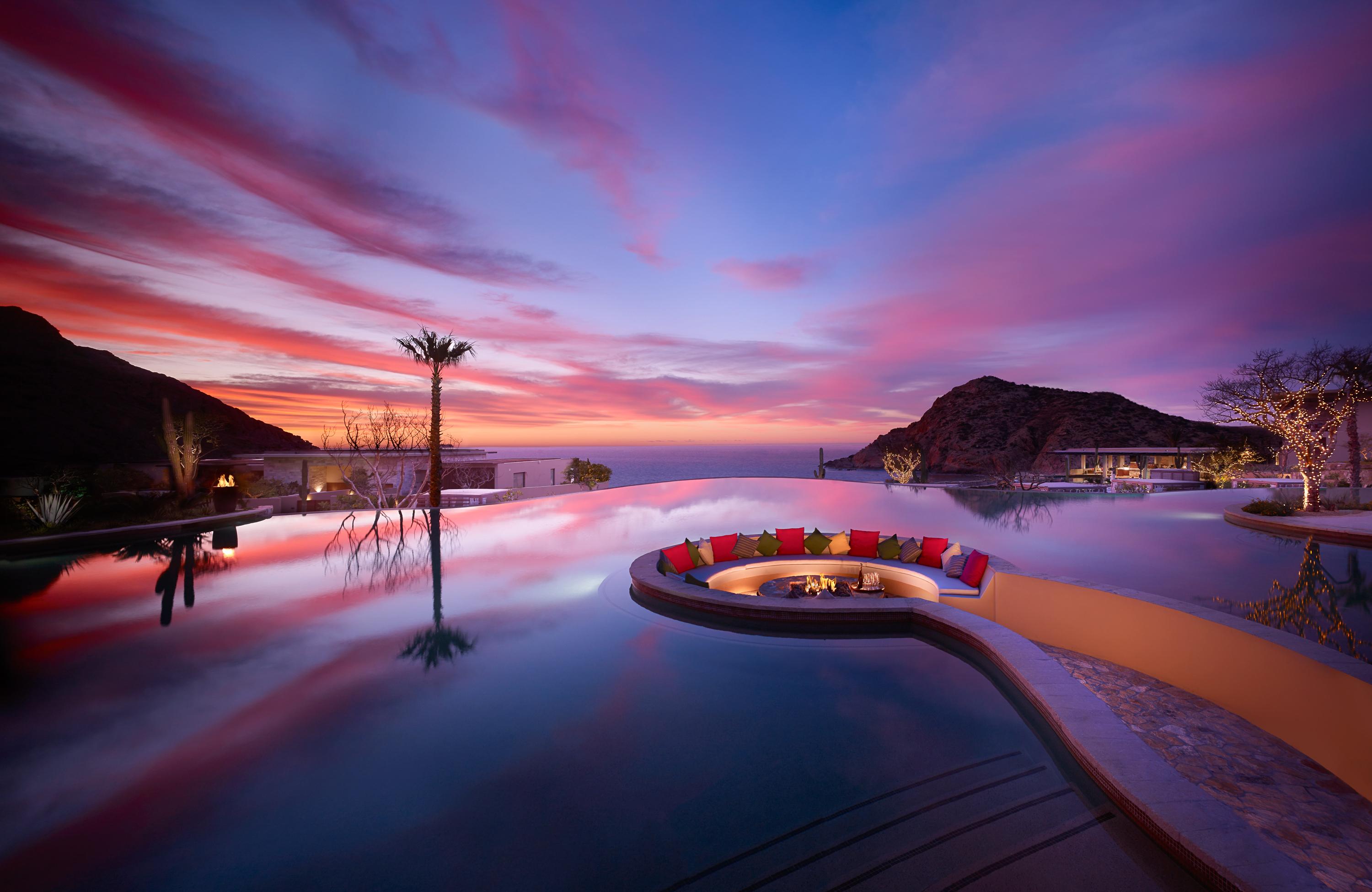 Marea beachfront restaurant open-air lounge with firepits and oceanfront dining