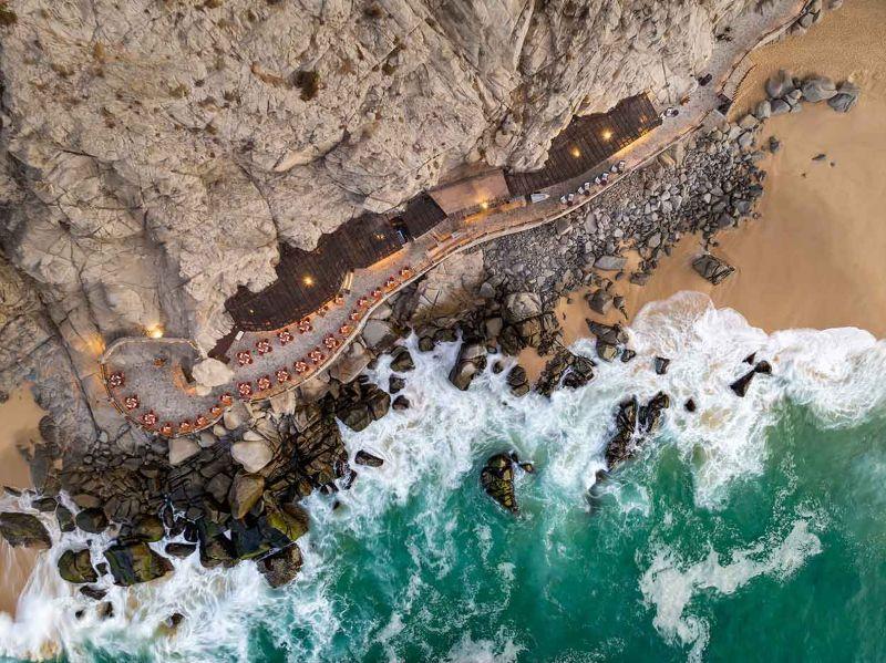El Farallon cliffside dining at sunset