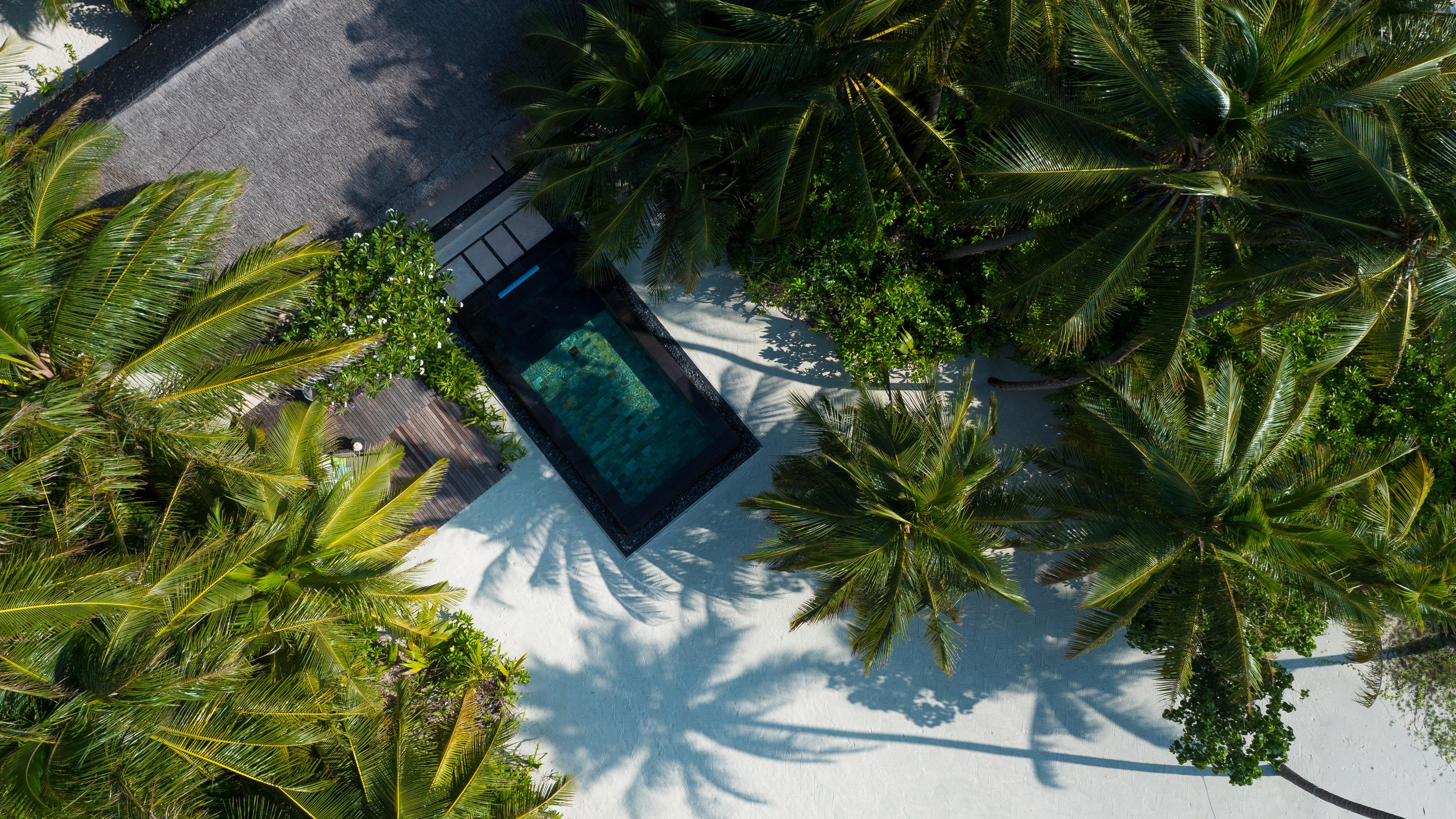 Beach Villa with Pool Aerial